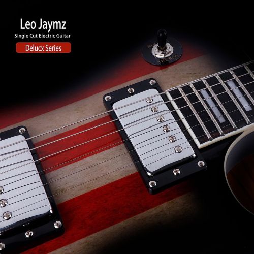 Leo Jaymz Arch Top Electric Guitar - US Flag - Delucx Series Closeup
