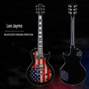 Leo Jaymz Arch Top Electric Guitar - US Flag Front and Back View