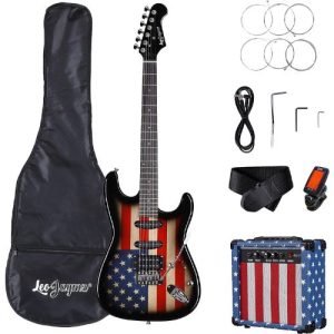 Leo Jaymz Strat Style American Flag Electric Guitar Kit
